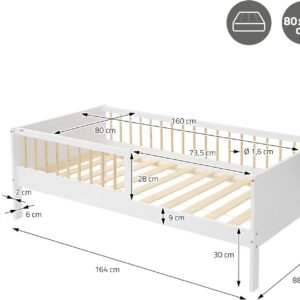 White & Natural Toddler Bed