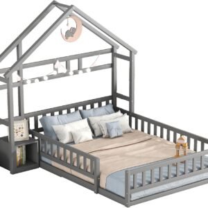 House Shape Montessori Bed with Nightstand