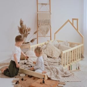 Wooden Bed Frame with Optional Roof