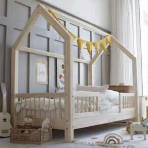 Natural wood House bed