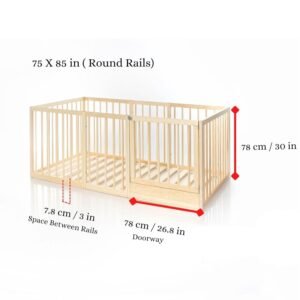 Toddler Floor Bed with Round High Rails